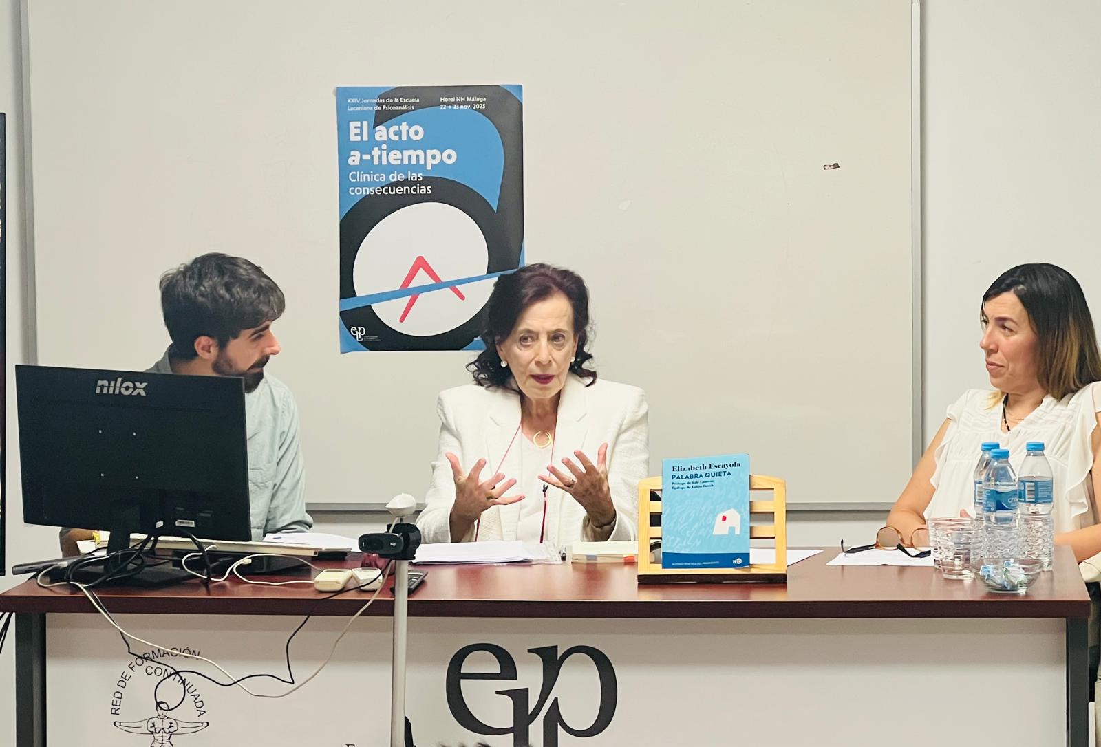 Presentación del libro La palabra quieta, conversación con su autora Elizabeth Escayola en la Sede de la Comunidad Valenciana de la Elp. Valencia, 2025